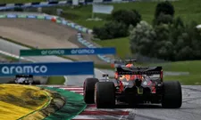 Thumbnail for article: "Afgebroken stuk voorvleugel Verstappen zat vast in bargeboard"