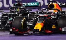 Thumbnail for article: 'Points deduction unlikely if Verstappen pushes Hamilton off track'