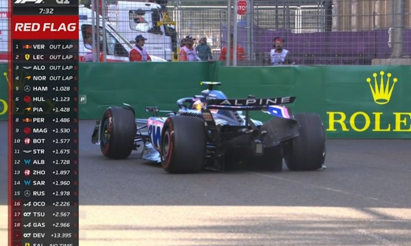 gasly zorgt voor tweede rode vlag in kwalificatie baku