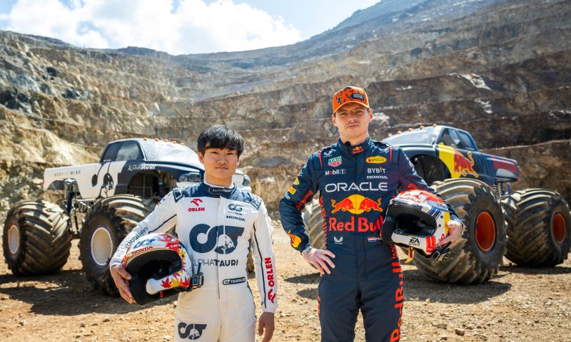 verstappen and tsunoda duel in off-road race