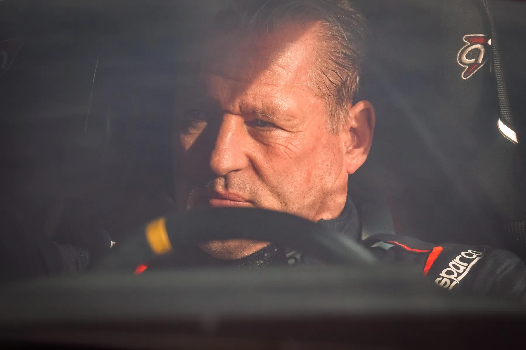 jos verstappen behind the wheel of a red b during grand prix austria