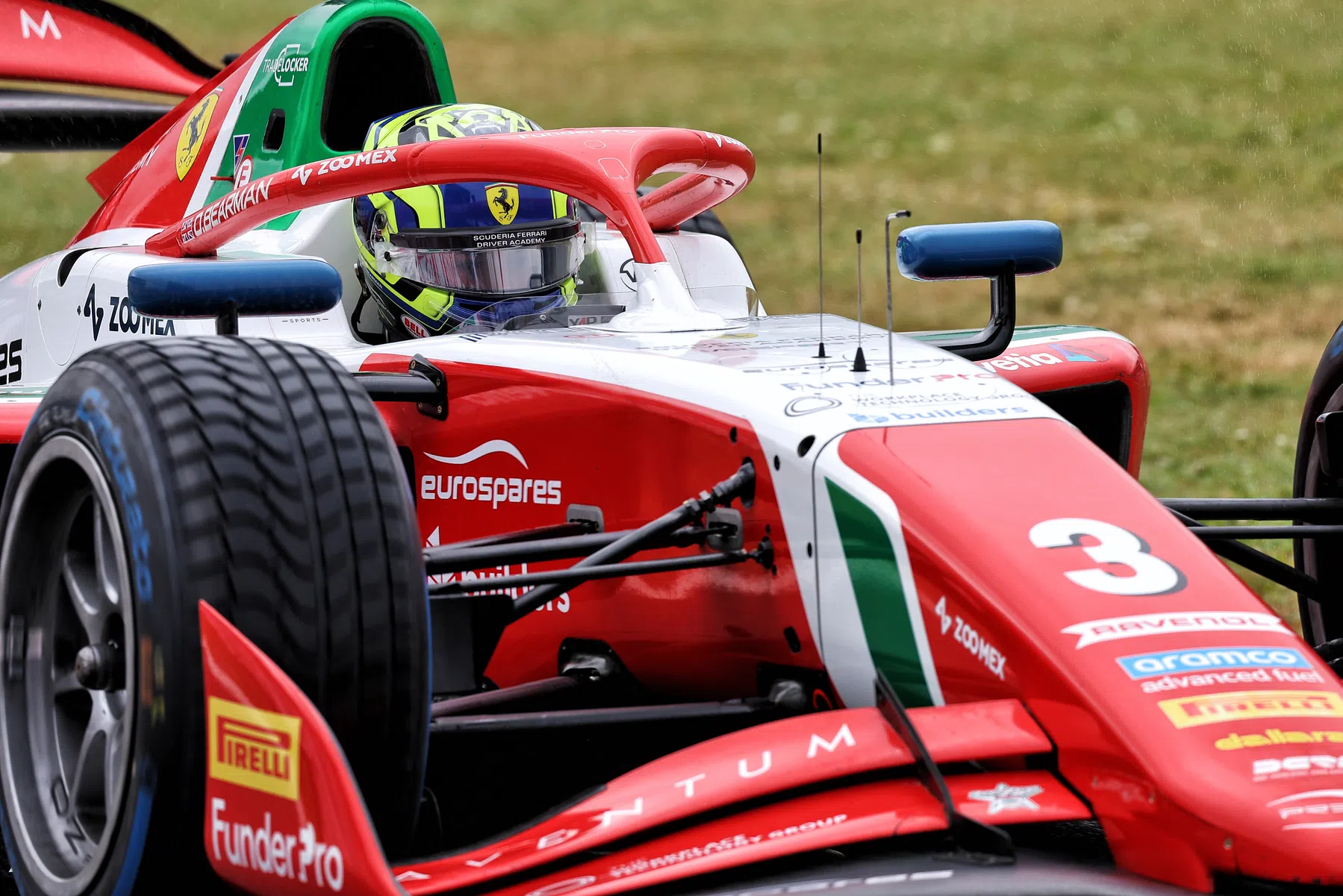 Bearman front wing damage in F2 sprint 