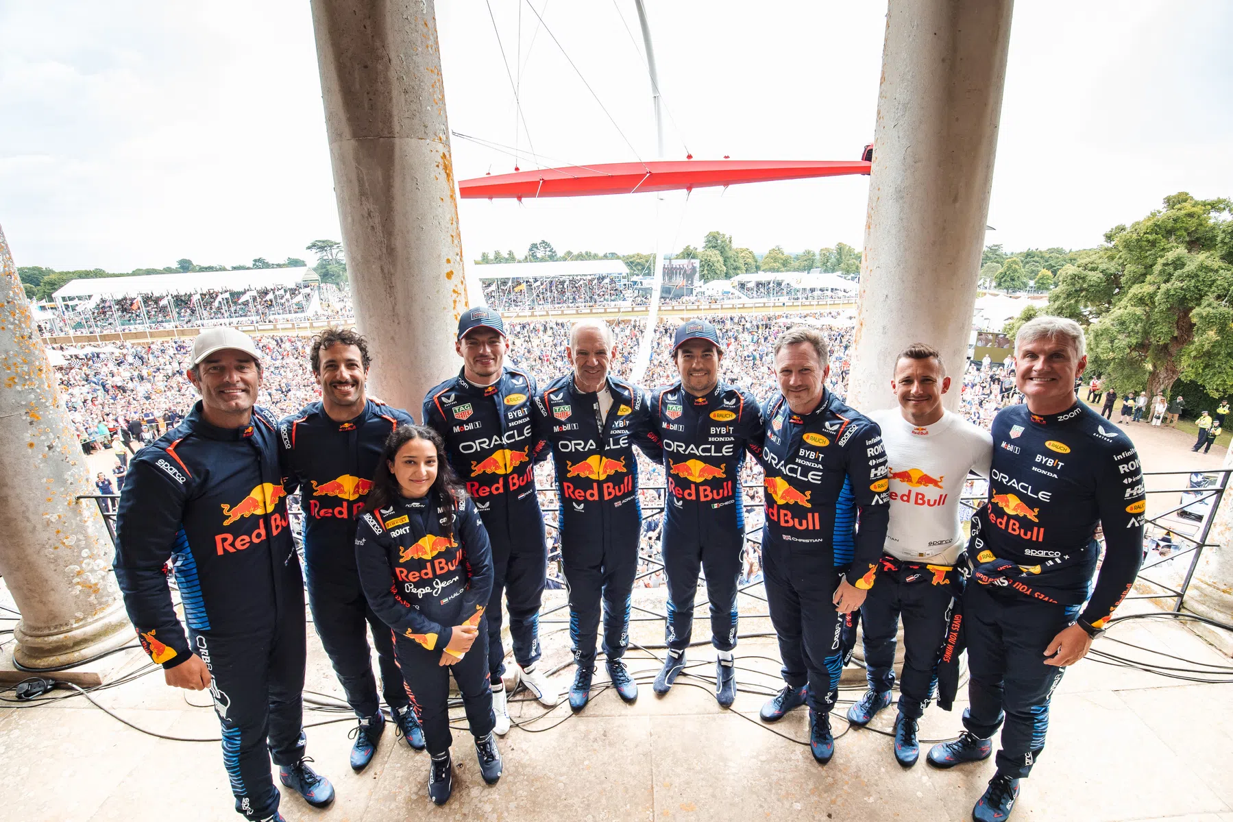 verstappen enjoys driving red bull's rb16b at goodwood