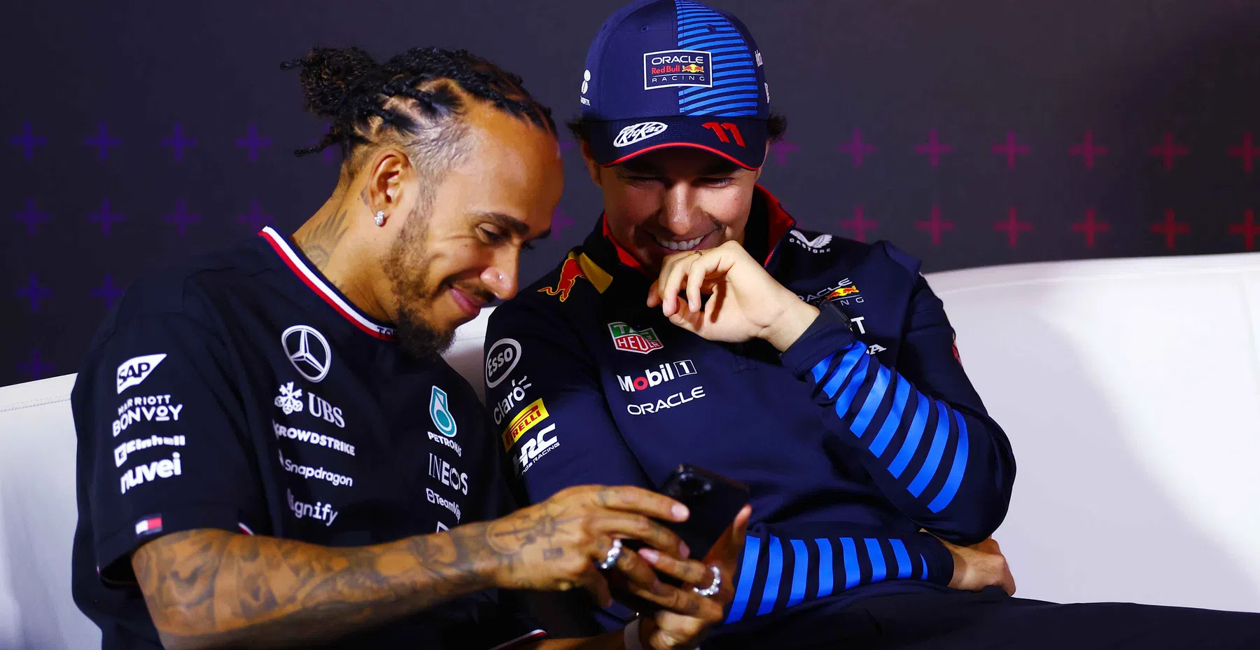 Perez Hamilton Norris in persconferentie GP Italie Monza