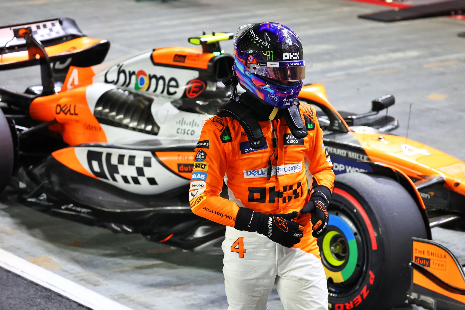 La reazione di Lando Norris alla pole position nel Gran Premio di Singapore